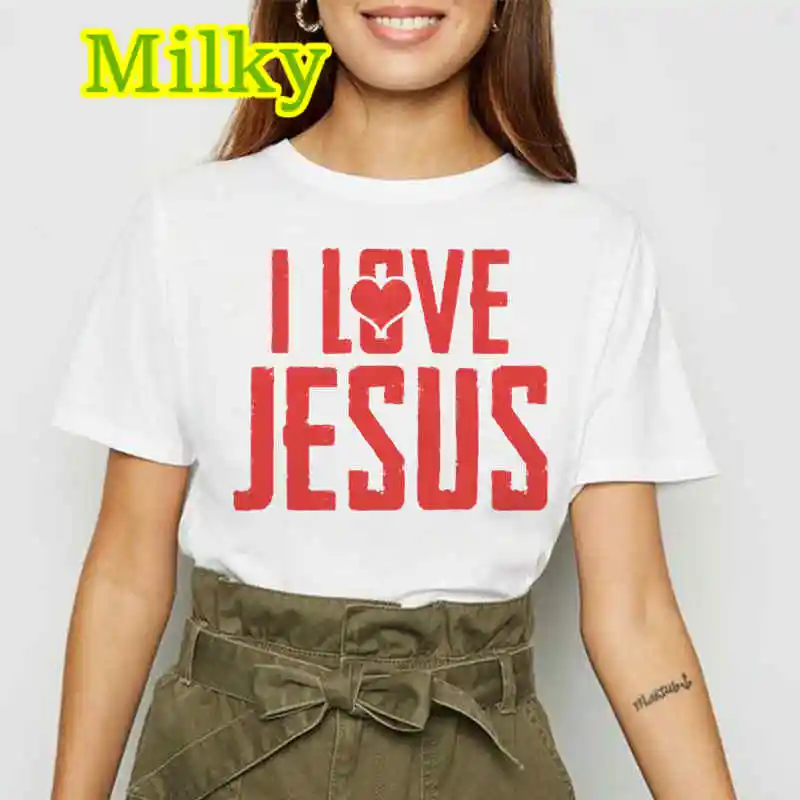 

Women's T Shirt I Love Jesus Printied Short Sleeve Casual Street Style T-shirt Creativity 2023 Fashion Female Tee Shirt Clothing