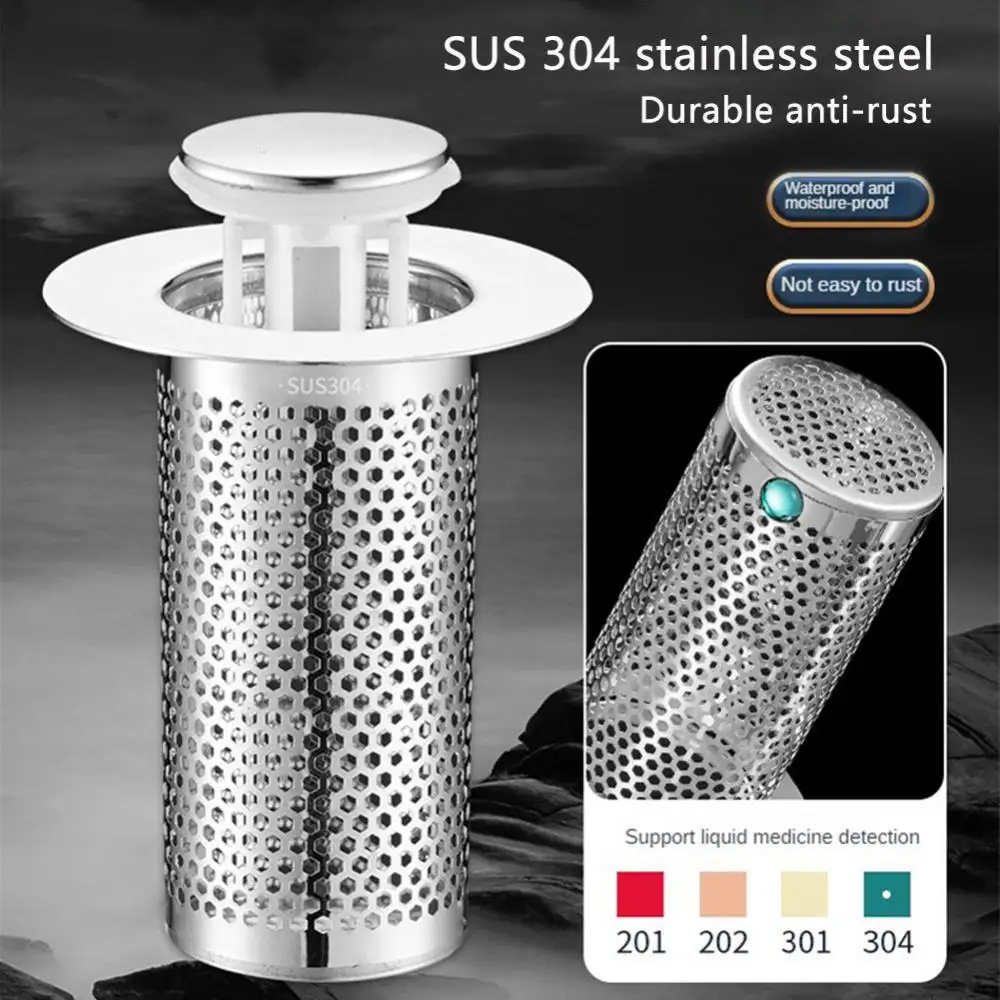 Description Picture 2 of itemStainless Steel Floor Drain Filter Mesh Pop-Up Bounce Core Basin Drain Stopper Shower Hair Catcher Strainer Bathroom Accessories