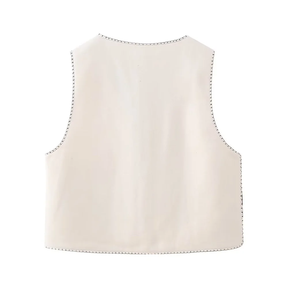 Autumn and Winter New Women's Casual Versatile Casual Shoulder Vest with Loose Embroidered Tank Top_voghion.com