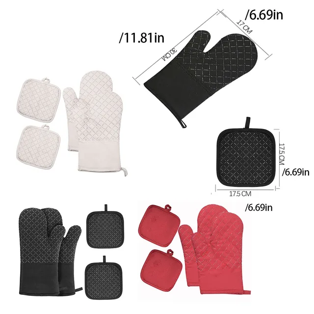 Szilikon Sütő Kesztyű És Edénytartósító Előrehaladott Hőállóság Csúszásálló Texturált Markolat Mikrohullámú Sütőkhez Grillez J2Y - Image 3