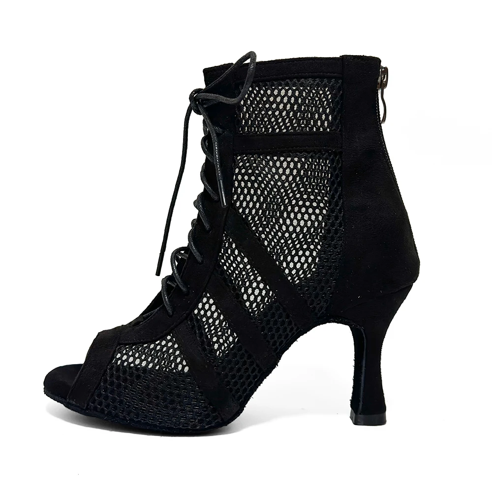 Customized Logo Team Order Black Red Dance Booties Latin Booties Salsa Ballroom Women Dance Shoes 33-44 size 6cm to 10cm Heels 6