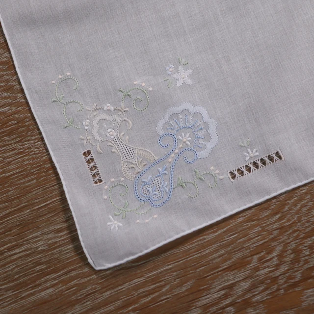 S027 Fehér 12 Darab 100% Pamut “X12” Rajzolt Szálmű Kézi Hímzett Kézzel Készített Szélek Esküvői Zsebkendő Nők Hanky - Image 4