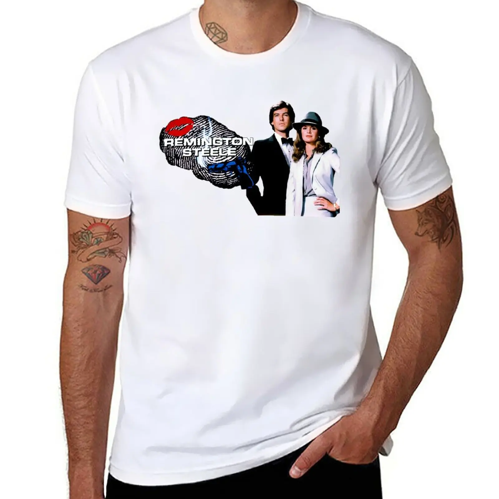 New Remington Steele Retro Throwback Anni '80 Tribute T-Shirt T-Shirt Per Un Ragazzo Carino Top Magliette Grandi E Alte Da Uomo