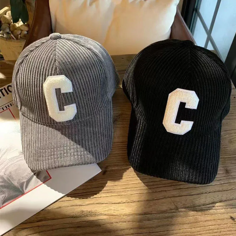 Casquette Baseball Femme - Lettre C Brodée | Velours Côtelé Léger | Réglable | Protection UV | Taille Unique
