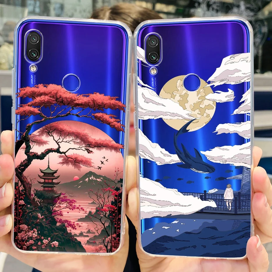 Fashionable Clear Silicone TPU Phone Case - Painted Design Cover