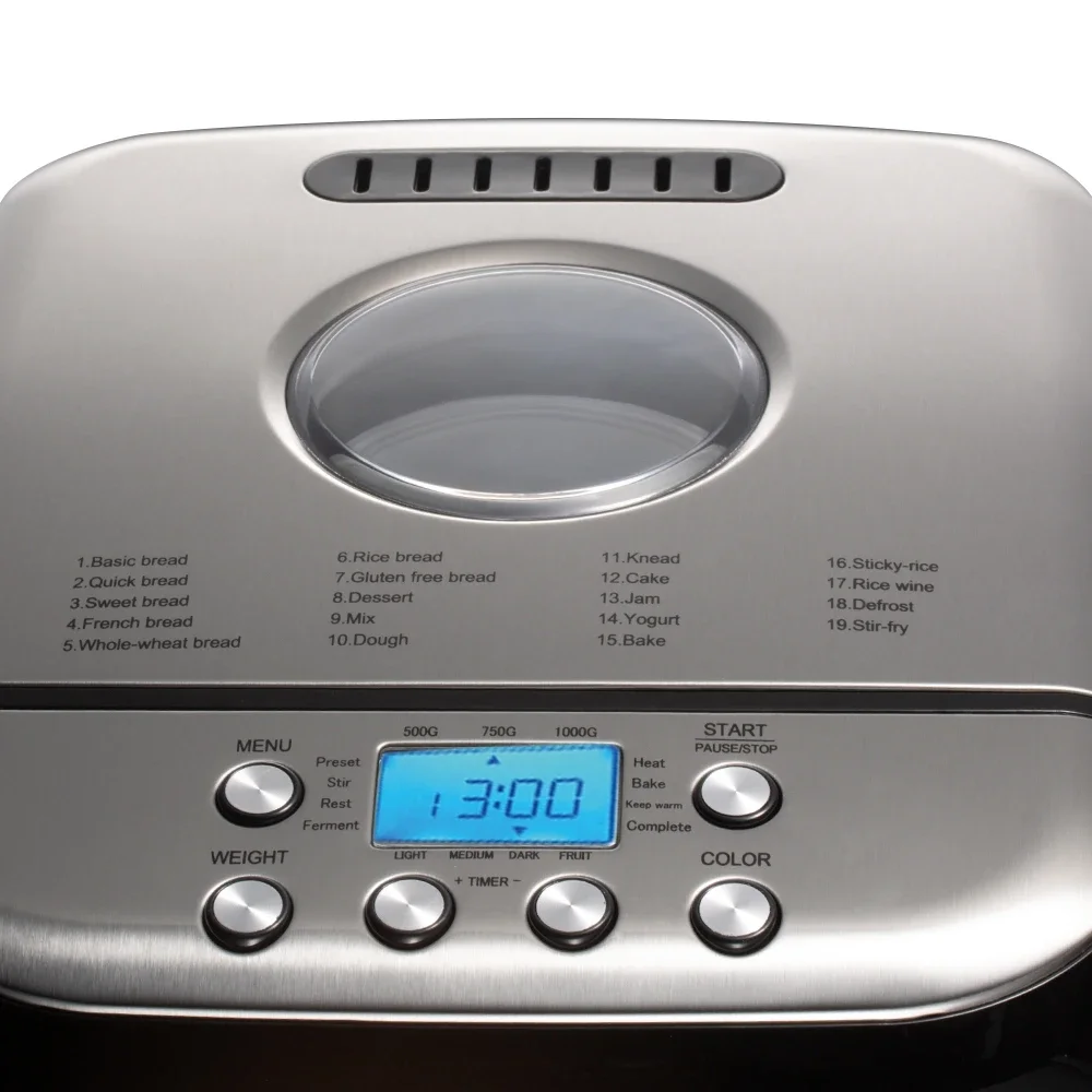 600W Home Bread Machine with Clear LCD Display Efficient and Time-saving Large Glass Viewing Window non stick pan 3