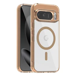 Transparent Magnetic Case with MagSafe for Wireless Charging - Metal Key Cover (Brown)