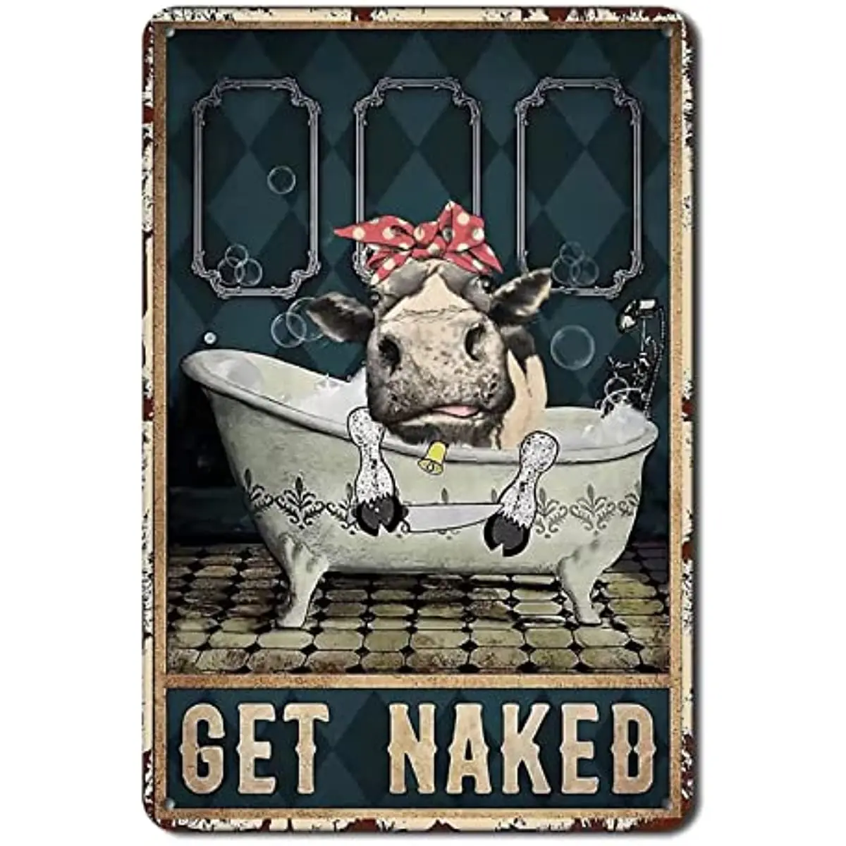 

Funny Bathroom Cow Quote Metal Tin Sign Wall Decor Vintage Cow Bathtub Tin Sign for Office/Home/Classroom Best Wall Art Decor