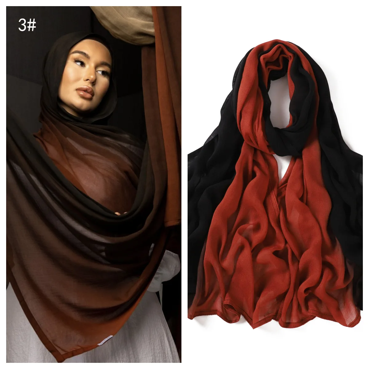 Ramanda Bambus Modal Rayon Hijabs für Frauen Lady Double Stitching Schal Schals Musulman Gradient Kopftuch Islamischer Turban – Detail 18