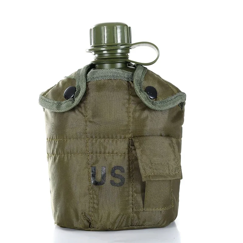 Outdoor Camouflage Water Bottle Water Canteen Kettle with Pouch Cup Set for Camping Hiking Backpacking Cup 1L