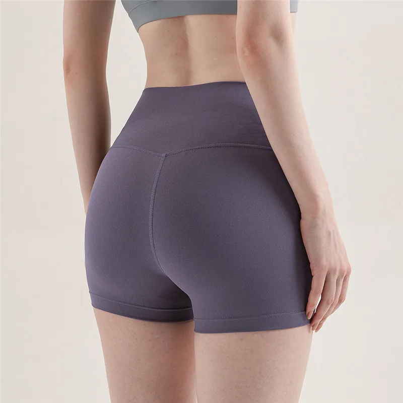 Sport Short Solid Color Soft Workout High Waist Tight Yoga Short Leggings Athletic Fitness Cycling Women Comprehensive Training