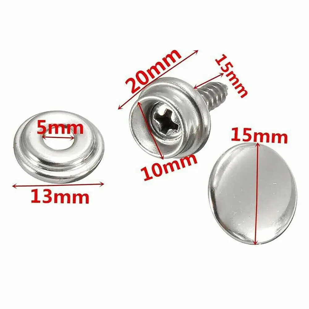 30-90PCS 스테인레스 스틸 나사 4 in 1 버클 15MM 개인 항공기 텐트 보트 캔버스 나사 소켓 DIY 버튼 나사