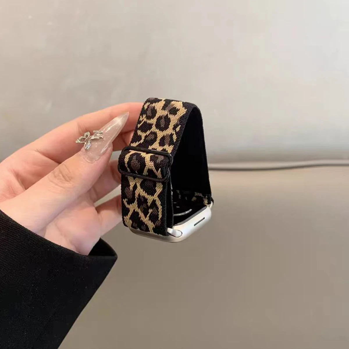 Leopard Print Stretchy Nylon Watch Band