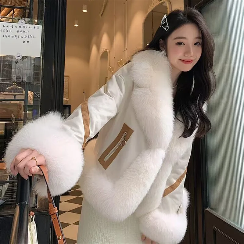 

2024 Winter New Full Leather Fox Skin Coat for Women's Youth, Fashion, Leisure, Short Fashion Fox Skin Coat to Keep Warm