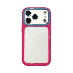 Color Collision Clear PC Phone Case with DIY Blank Photo Transparent Back Cover - iPhone 15 Plus (Rose)