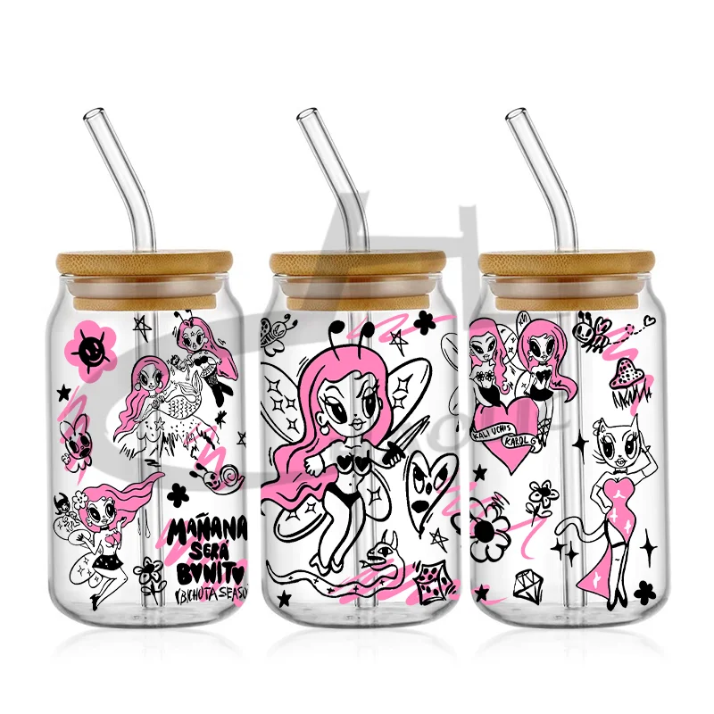 12pcs Karol G UV DTF Bichota Season Ma&ntilde;ana Sera Bonito 16oz Libbey Cup Wrap