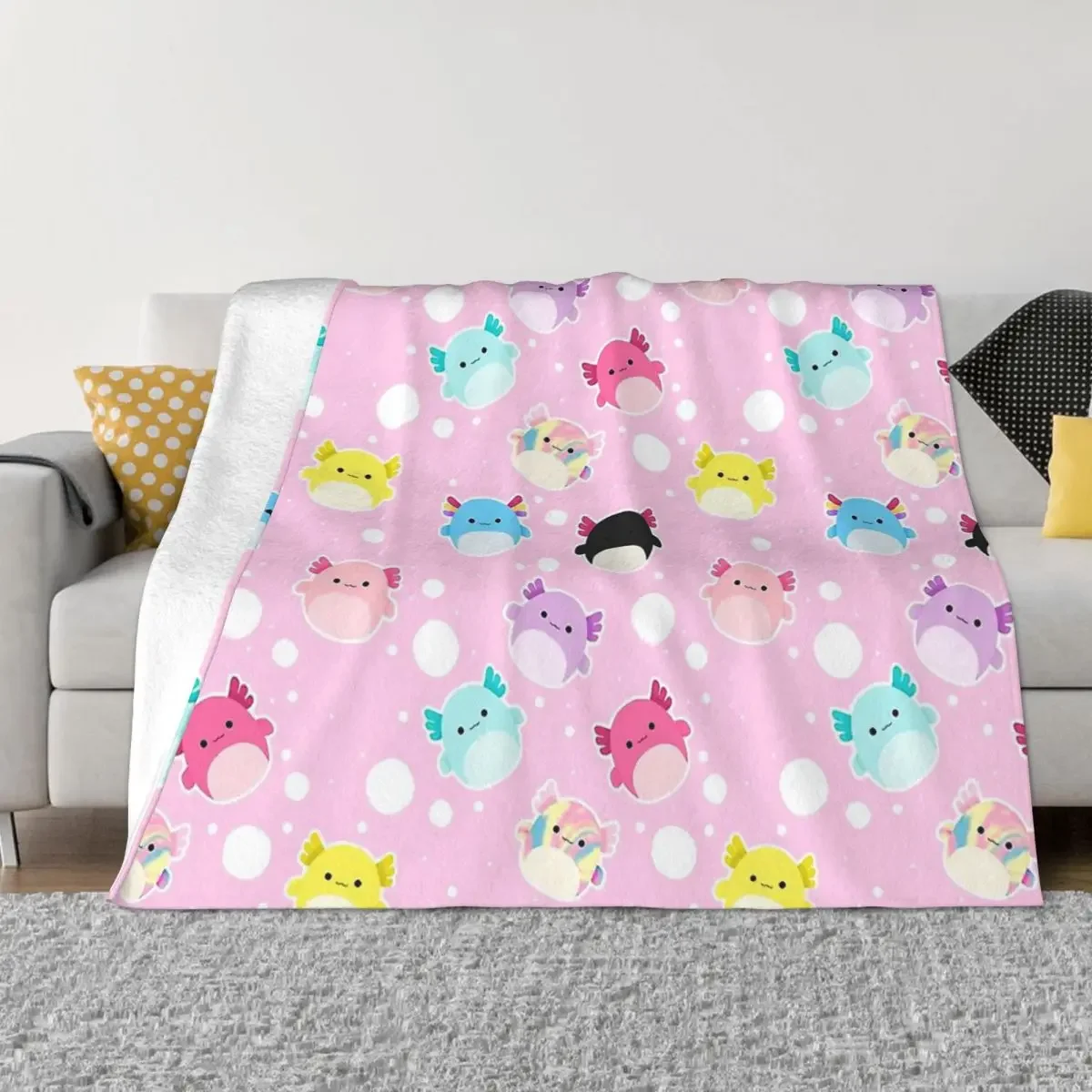 

Cute Cartoon Axolotl Squish Party Squish Portable Warm Throw Blankets for Bedding Travel