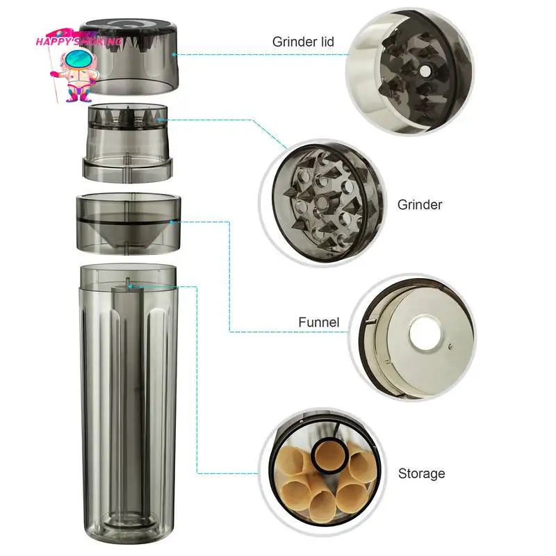 Mini Manual Joint Roller Maker Plastic with Cone Holder 4-layer Tobacco Grinder Cigarette Rolling Horn Tube Smoke Cutter Tools tobacco grinder