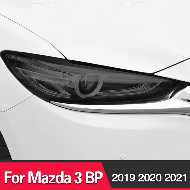 

2 Pcs Car Headlight Protective Film Front Light Transparent Smoked Black TPU Sticker For Mazda 3 BP 2019 2020 2021 Accessories