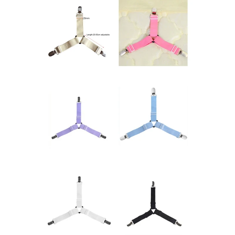 

4 Pieces for TRIANGLE Bed Sheet Straps Elastic Fitted Bedding Sheet Fasteners Bed Sheet Corners Holder Easy to Instal Dropship