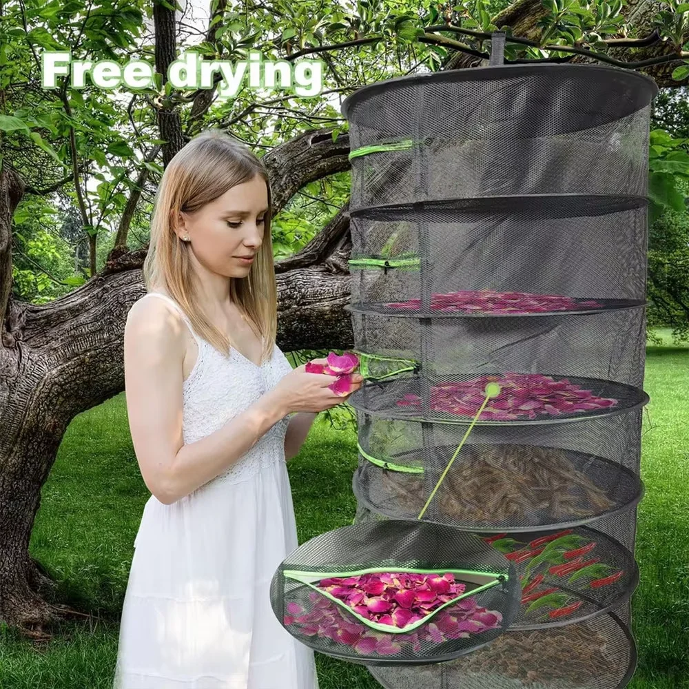 2/4/6/8 Layer Herb Drying Rack Net for Vegetables Flower Plant Mesh Drying Net Bud Dryer Hanging Rack Folding Plant Herb Dry Net 6