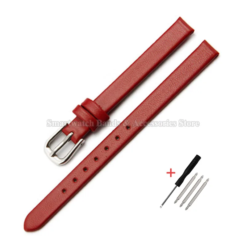 Elegant Ultra-Thin Leather Watch Strap - Soft Wrist Band with Pin Clasp