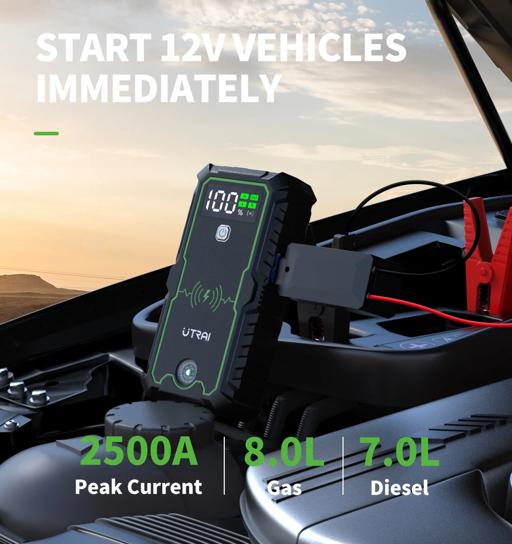 UTRAI Power Bank 2500A Jump Starter Portable Charger Car Booster 12V Auto Starting Device Emergency Car Battery Starter car jump starter jump starter