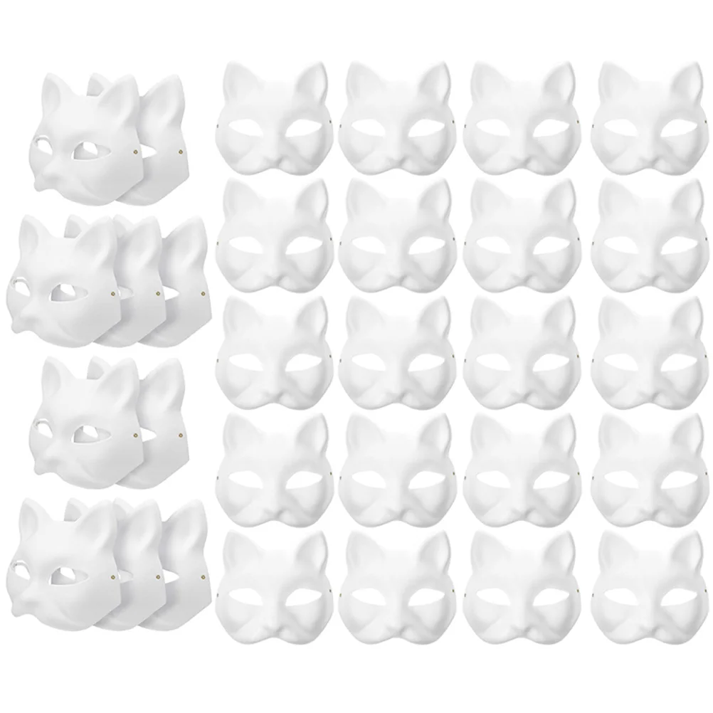 

30pcs Masquerade Blank Mask Cat Masks Unfinished Animal Masks Costume Cosplay Mask DIY Unpainted Cat Mask Party Decor Costume ﻿