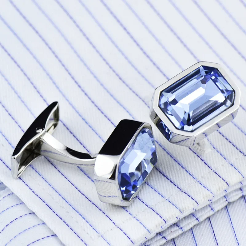 Cufflinks Men's Unisex French Shirt Suit Business Banquet Wedding Party Gifts Classic High Grade Simple Blue Cuff Links - 3