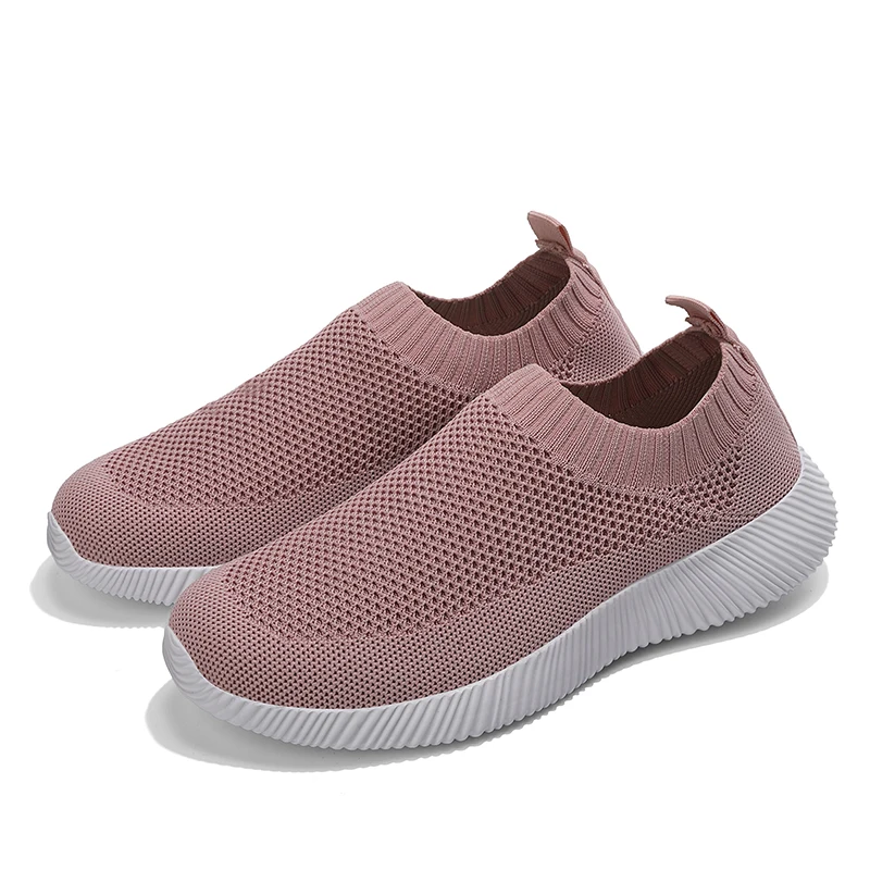 Moipheng Spring Women Sneakers Shoes Flats Sock Sneakers Women Summer Slip on Flats Shoes Plus Size Walking Loafers