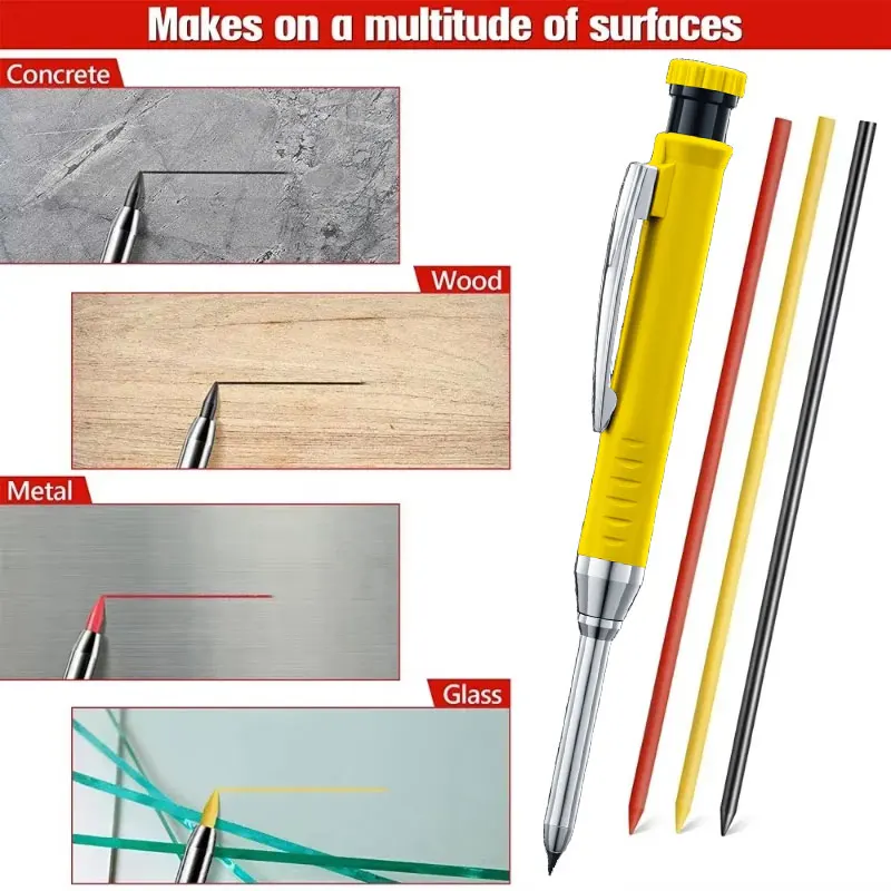 Mechanical Woodworking Pencil With Cap And 2.8mm Lead Solid Deep Hole Woodworking Mechanical Pencil Marker For Architects 4