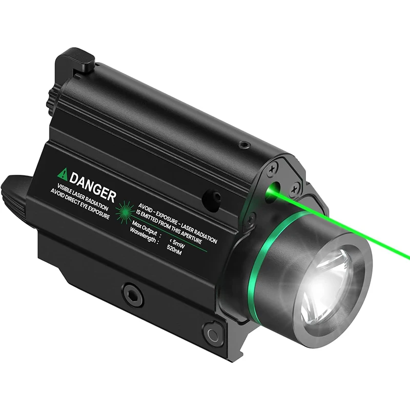 

1000 Lumen Weapon Light Flashlight Green/Red Laser Light Combo LED with Picatinny Rail Mount for Pistol Rifle Rechargeable