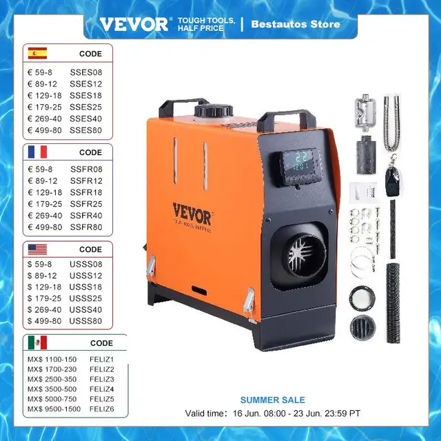 VEVOR 자동차 히터 디젤 에어 히터, LCD 스위치 소음기, 트럭 보트 RV 주차 디젤 히터, 5 8KW, 12V VEVOR 자동차 히터 디젤 에어 히터, LCD 스위치 소음기, 트럭 보트 RV 주차 디젤 히터, 5 8KW, 12V