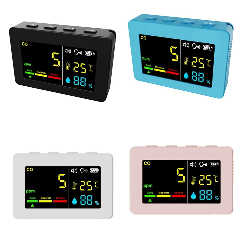 

Portable Air Quality Meter 3-In-1 CO Temperature And Humidity Tester Carbon Monoxide Detector With Voice Alarm