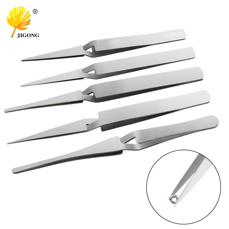 1PC Tweezers Stainless Steel Non-slip Cross Lock Reverse Action Tweezer Save Effort Maintenance Tools tweezer tool