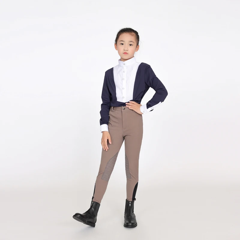 Children Half Silicone Horse Riding Pants Breeches Soft Breathable Four Way ElasticEquestrian pants Unisex Horse Riding