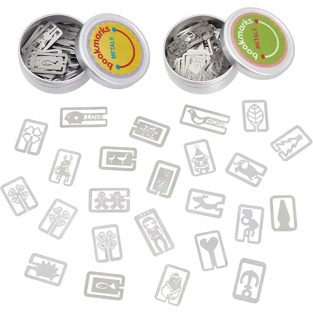 Book Darts Thin Stainless Steel Mini Bookmarks Metal Bookmarks Mixed Shapes Reading Page Mark Students 2 Boxes 100 Pieces