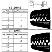 Outils de sertissage YE-12MB/20 mo pour SH1.0/ZH1.5/PH2.0/XH2.54/SM2.54/2510/VH3.96/5557/5559 JAM Molex Tyco JST DuPont, pince à bornes 3