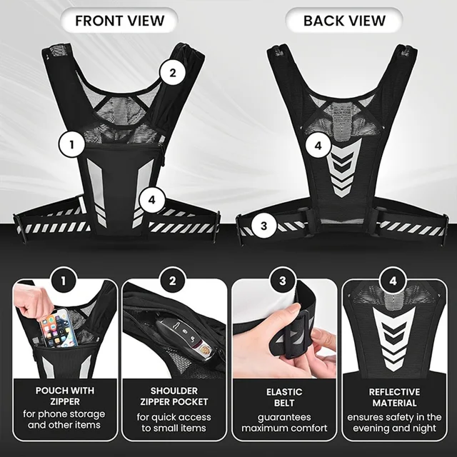 Ultra Light Running Vest with Phone Pocket Water Bottle Holder Breathable Hydration Pack for Outdoor Cycling Hiking Trail 6