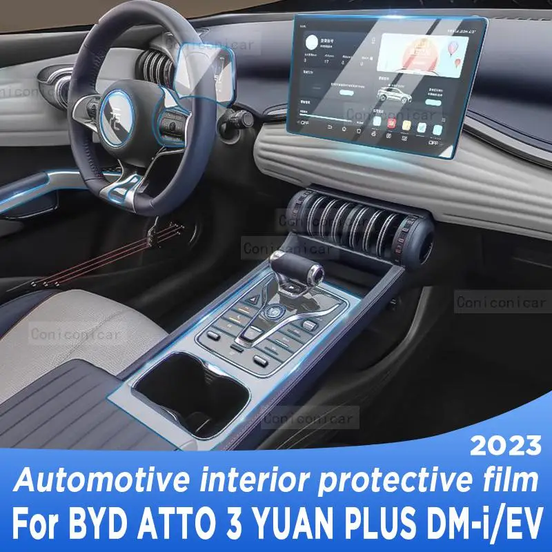 

For BYD ATTO 3 YUAN PLUS DM-i/EV 2023 Gearbox Panel Navigation Screen Automotive Interior TPU Protective Film Cover Anti-Scratch