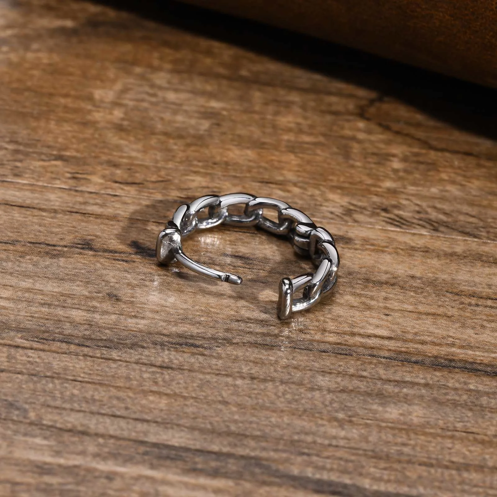 Men's Vegan Chain Hoop Earrings, Waterproof Stainless Steel Cuban Chain Round Huggie Earring for Male Boys Gifts Jewelry