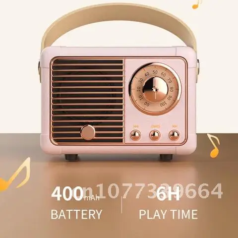 

Портативная мини-колонка в стиле ретро, Bluetooth 5,0, беспроводная акустическая система, стерео, музыка с объемным звучанием, сабвуфер, TF, AUX, без радио