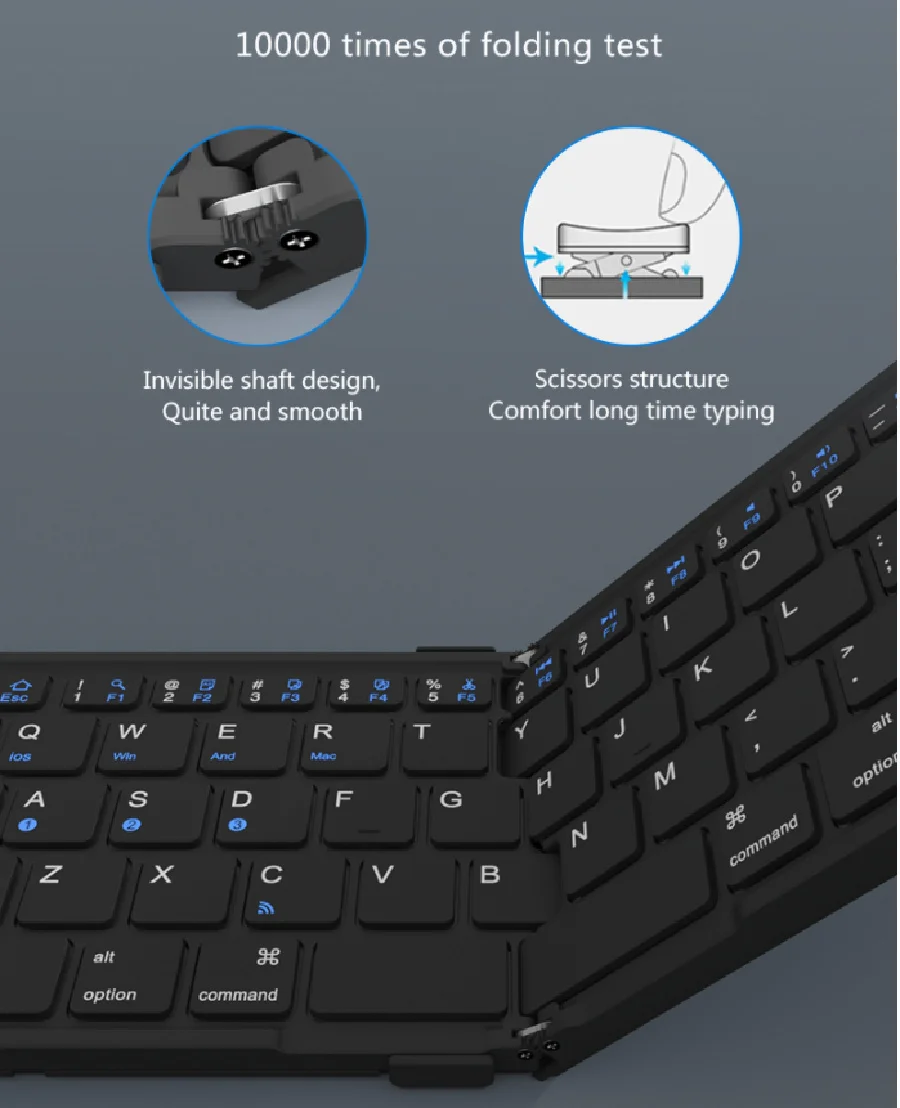 Teclado Dobrável sem Fio de Bluetooth Teclado Dobrável para Iphone Ipad Smartphone Mini Teclado de Viagem Recarregável Rússia Coreia - Imagem 3
