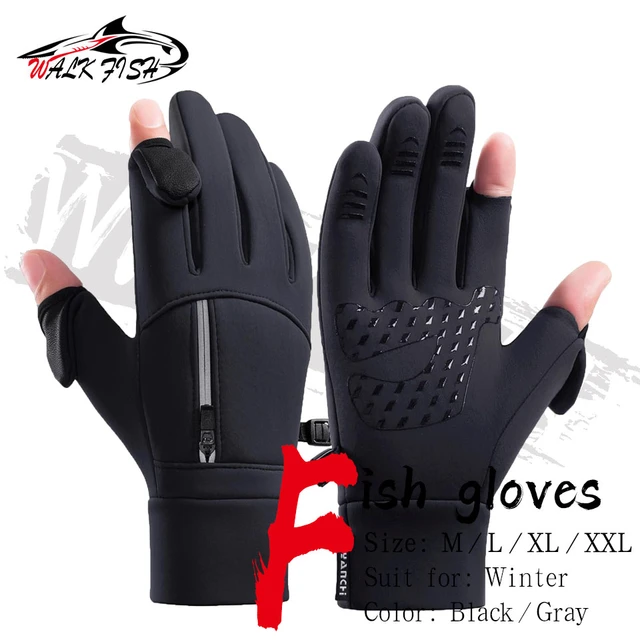 WALK FISH 1 Pair Winter Fingerless Fishing Gloves for Men & Women