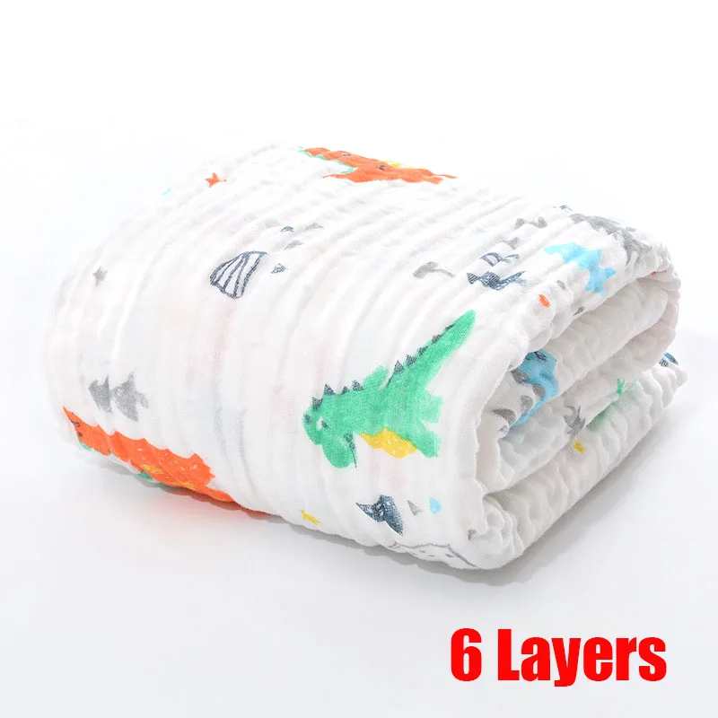 Plush Cotton Baby Towel Blanket & Swaddle with 6-Layer Gauze