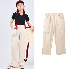 Cool Kids Casual Pants Toddler Cargo Pants Baby Boys Girls Spring Summer Solid Color Pockets Hip Hop Pants Clothes Streetwear
