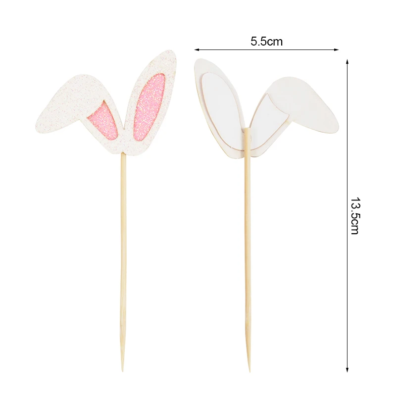 12 stücke Osterhasen ohren Cupcake Topper glücklich Ostern niedlich Kaninchen Kuchen Topper Essen Picks Kinder Geburtstags feier Dekoration Lieferungen – Detail 3