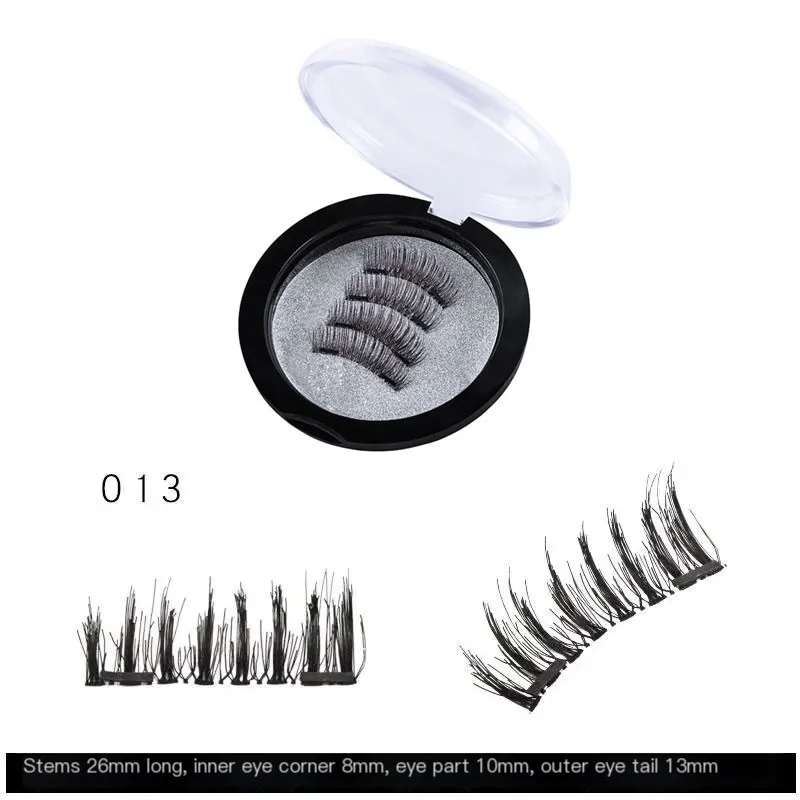 3D Natural Magnetic Eyelashes Magnetic Lashes Box Reusable False Eyelashes Portable Makeup Tool 2 pairs