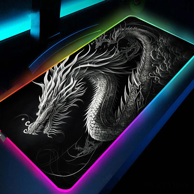 Большой RGB коврик для мыши Dragon