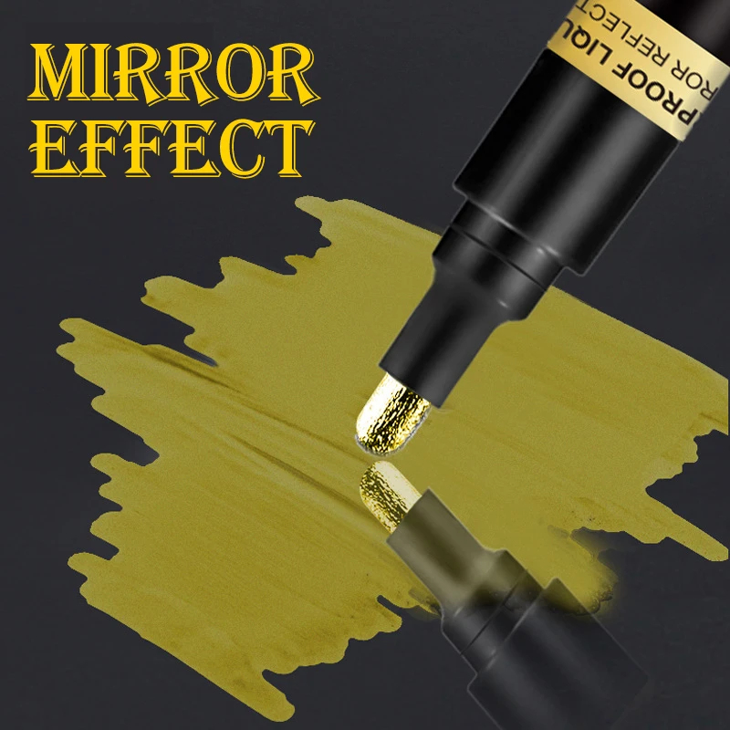 4 Colors Liquid Mirror Chrome Marker Pen Gold Red Gold Copper Gold Silver  Art Paint Marker Pen for Plastic Glass Rock Ceramic - AliExpress